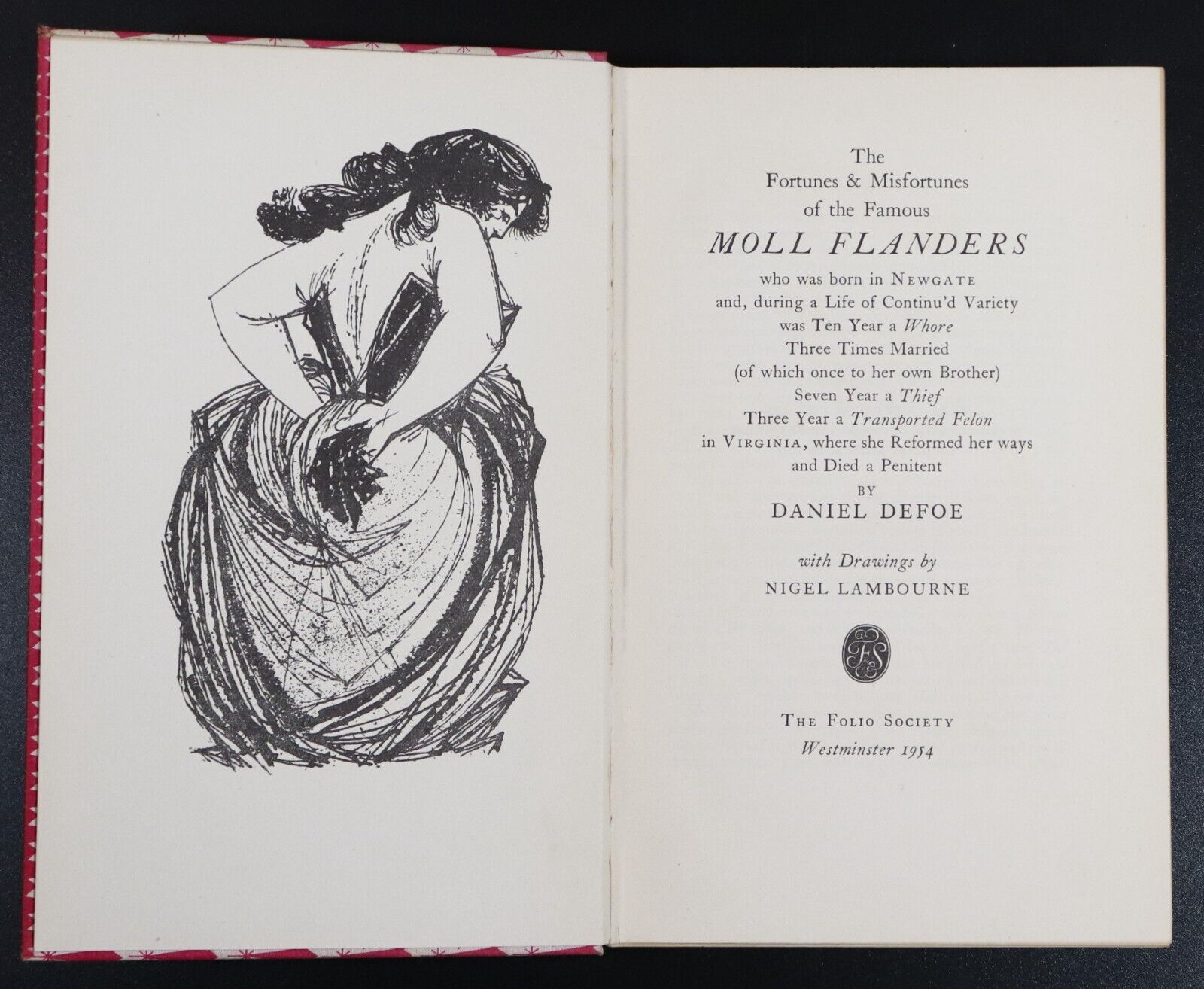 1954 Moll Flanders by Daniel Defoe Folio Society Classic Fiction Book - 0
