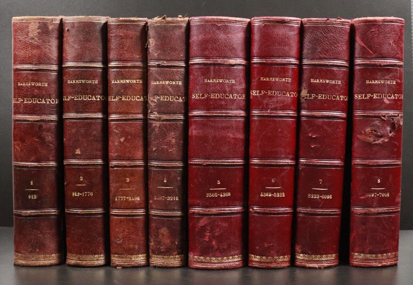 1906 8vol Harmsworth Self Educator Antique Reference Book Set Arthur Mee