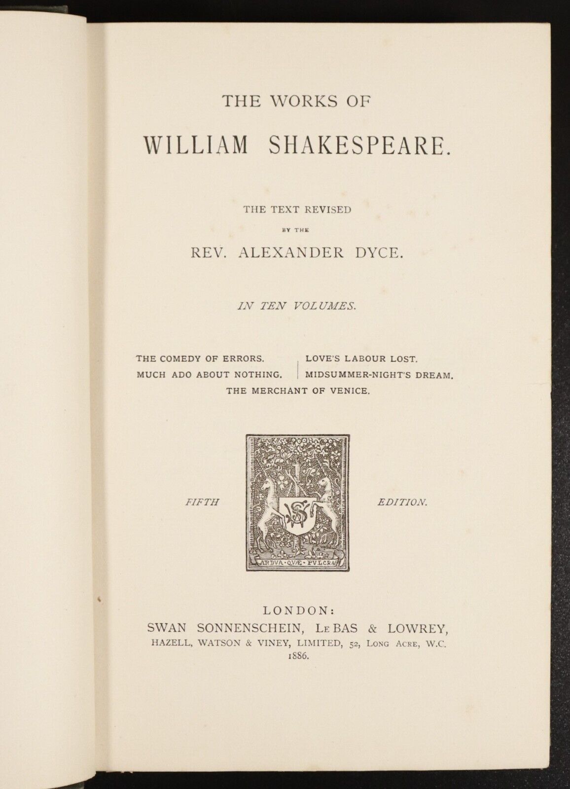 1886 7vol Works Of William Shakespeare by Alexander Dyce Antique Books