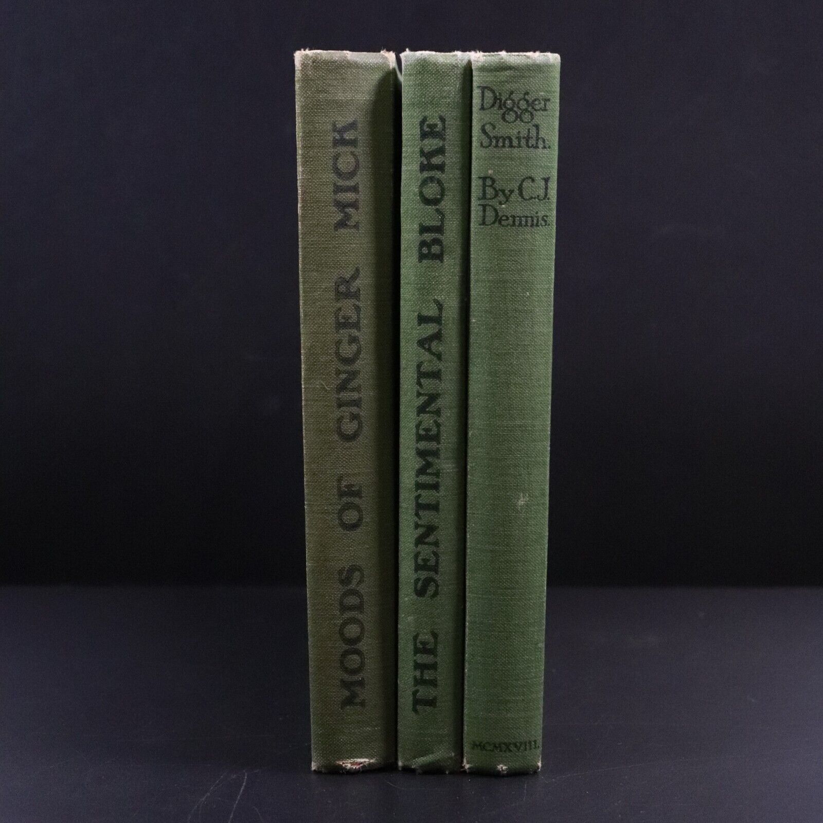 1916-1918 3vol Works Of C.J. Dennis Australian Literature Books WW1 Anzac