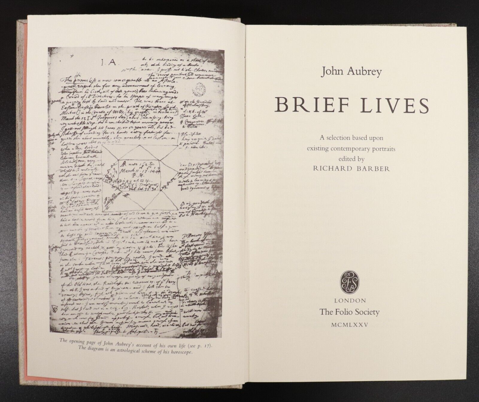 1975 John Aubrey Brief Lives - Folio Society British History Book - 0