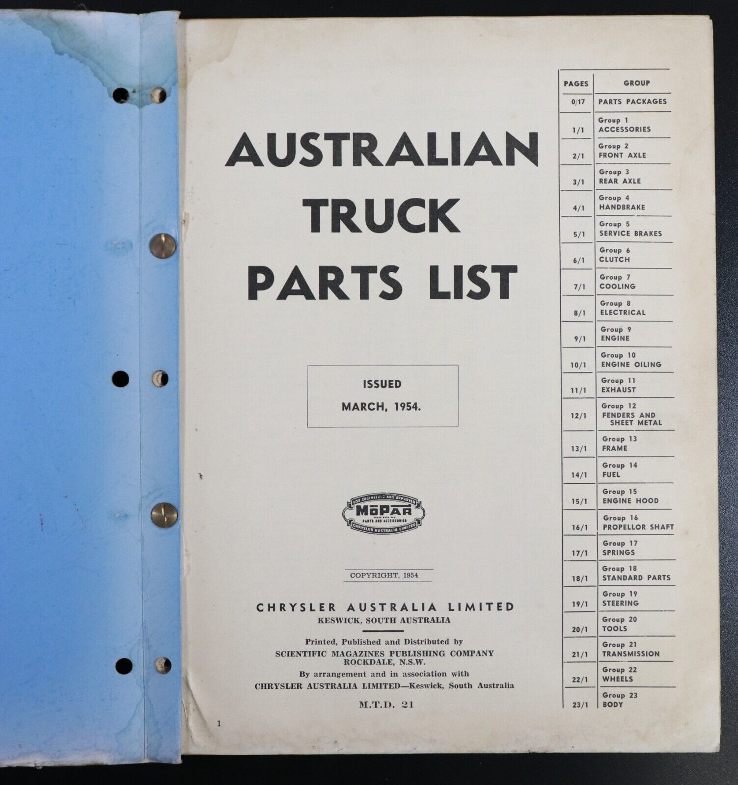 1954 Dodge Fargo Desoto Chrysler Australia Mopar Truck Parts Automotive Book