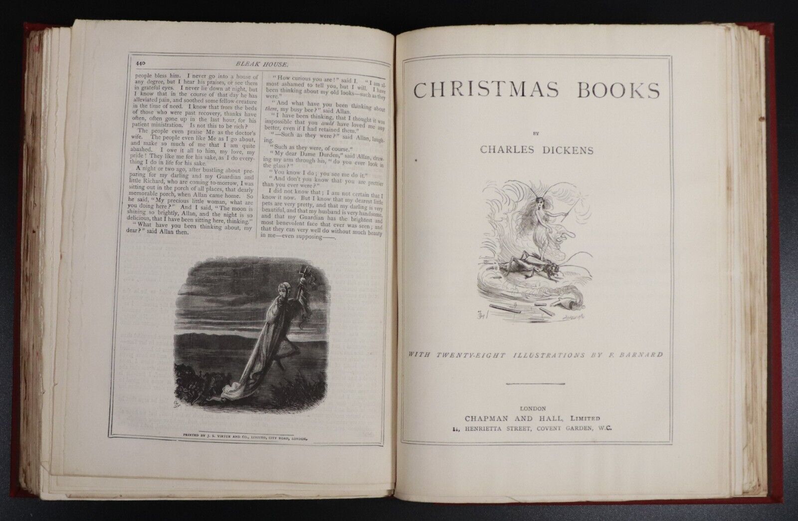 c1880 Bleak House & Christmas Books by Charles Dickens Antique Fiction Book