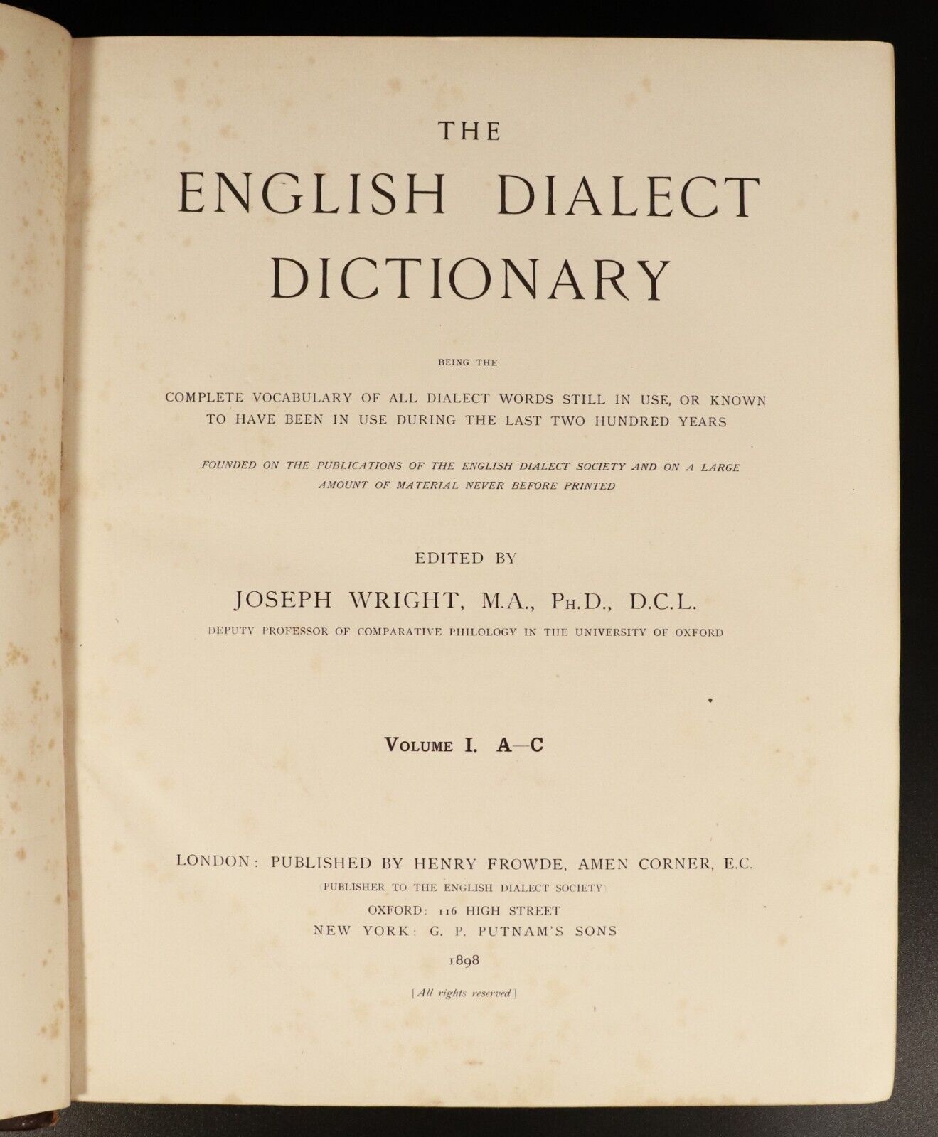 1898 6vol The English Dialect Dictionary British Antiquarian Reference Book Set