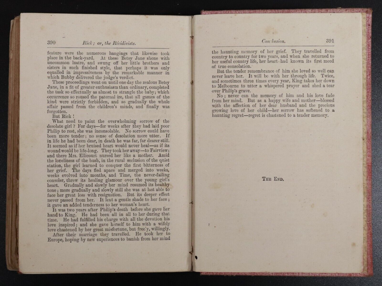 1891 Rick or The Recidiviste Romance Of Australian Life Antiquarian Book D. Falk