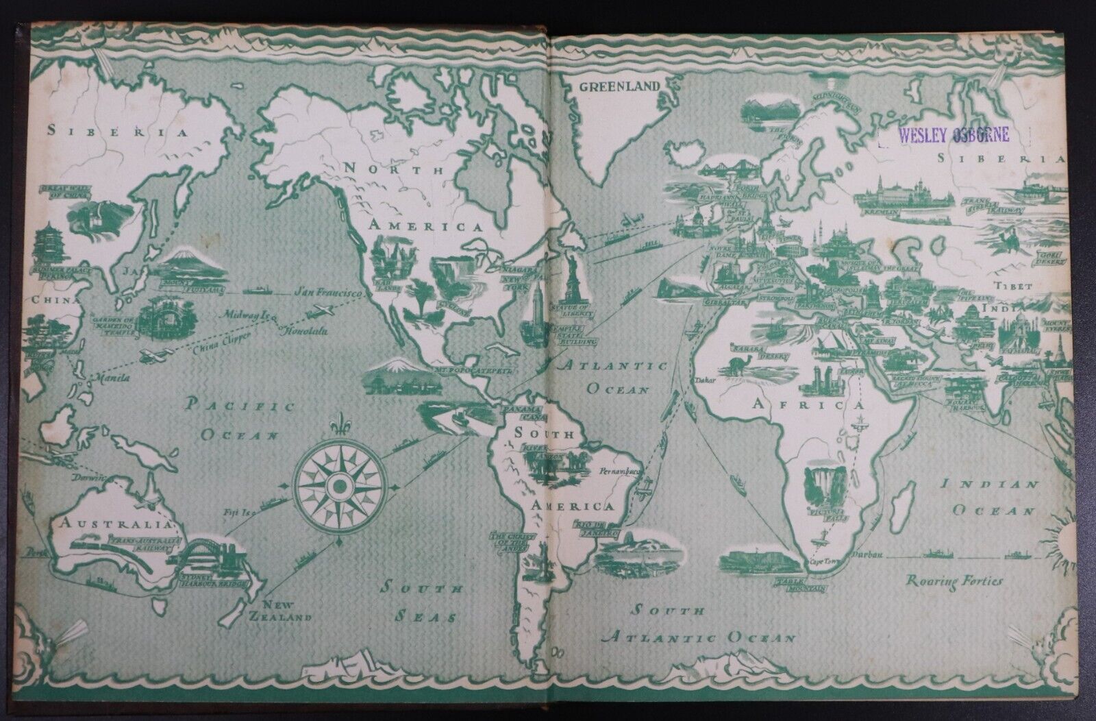 c1950 The Modern Pictorial World Atlas & Peoples Of The Earth Vintage Maps Book - 0