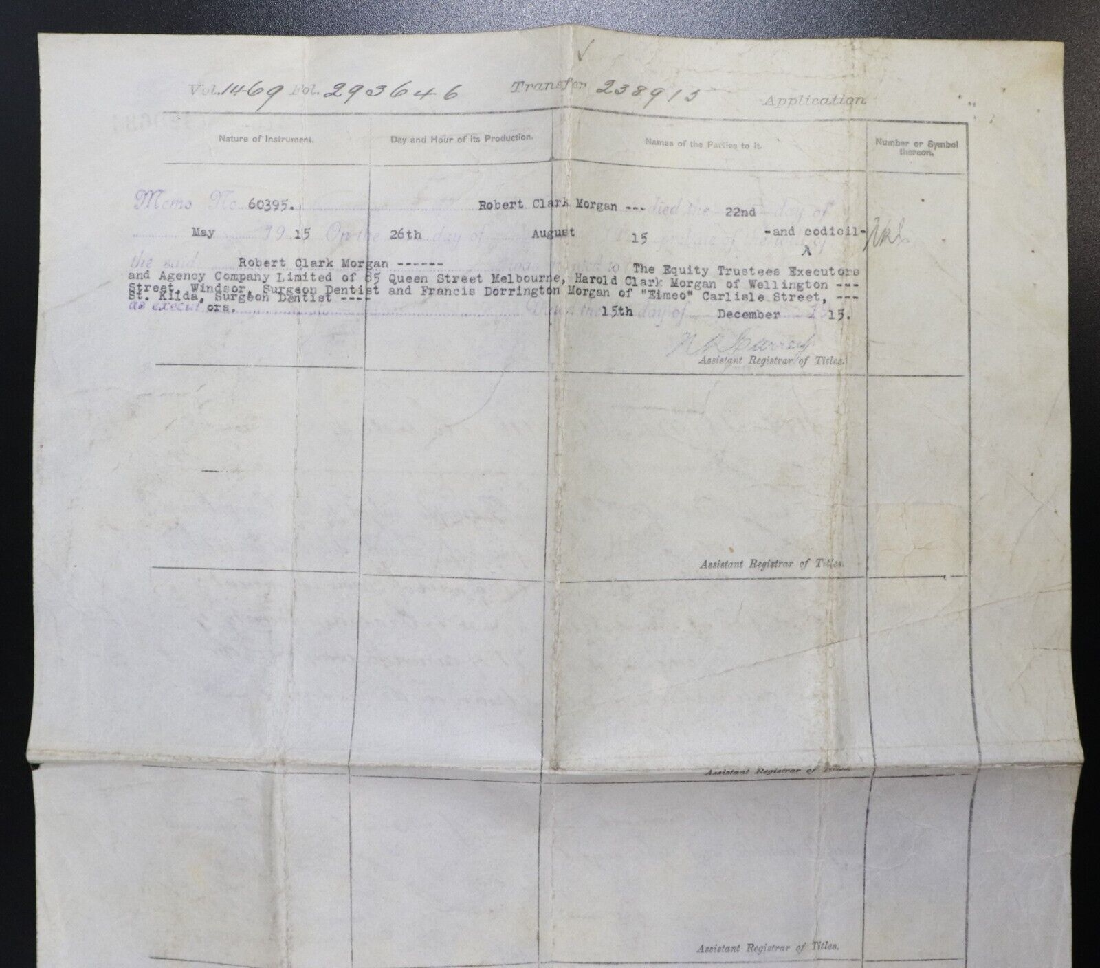 1888 Victorian Land Title Certificate Saint Kilda Melbourne Manuscript Carlisle