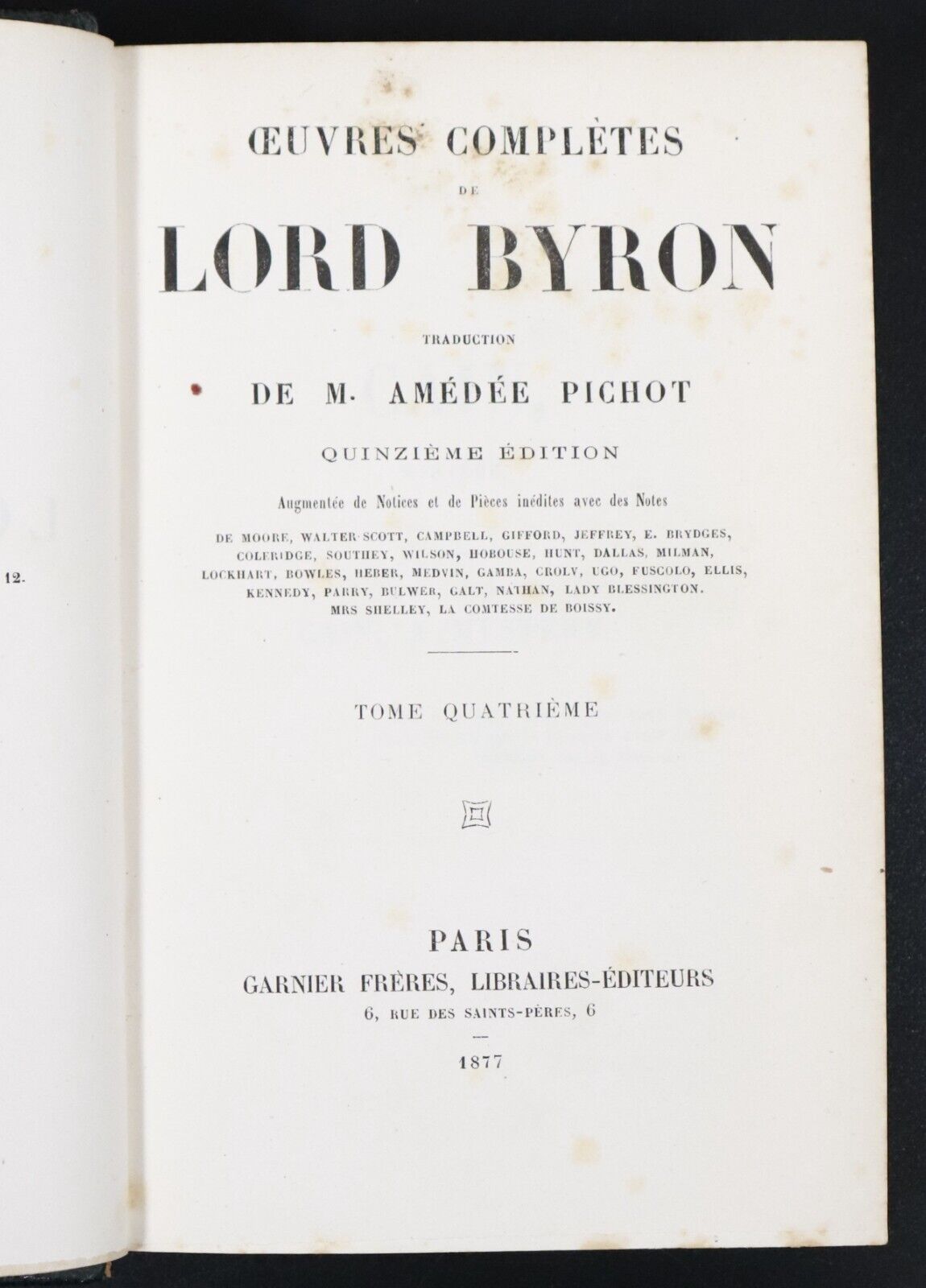 1877 2vol Oeuvres Completes De Lord Byron Antiquarian French Books Fine Binding