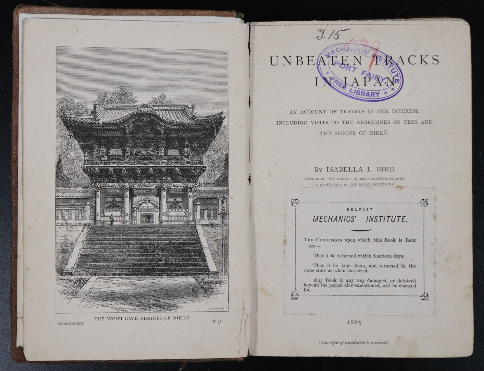 1885 Unbeaten Tracks In Japan by Isabella L Bird Illustrated Antique Travel Book - 0