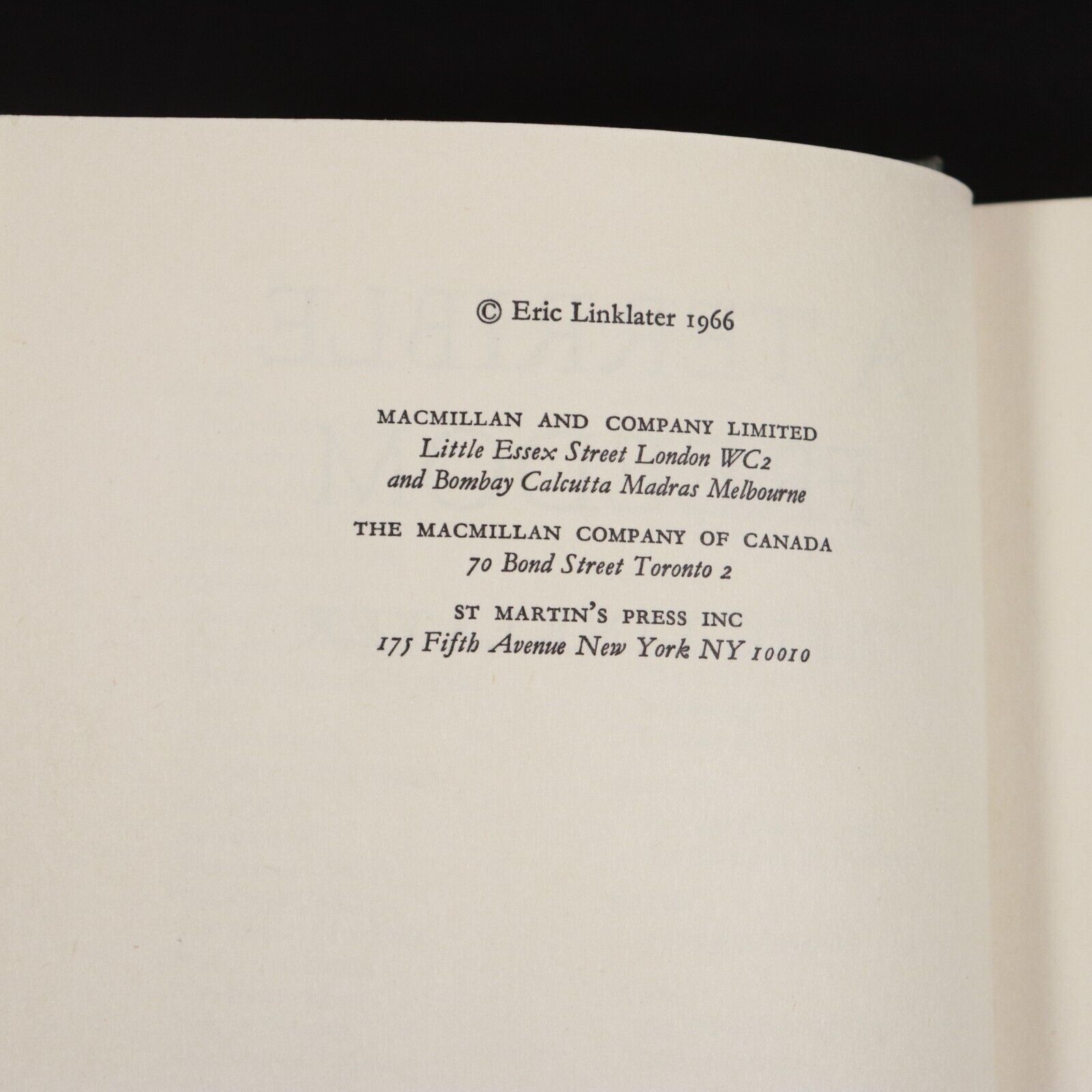 1966 A Terrible Freedom by Eric Linklater Vintage Fiction Book 1st Edition