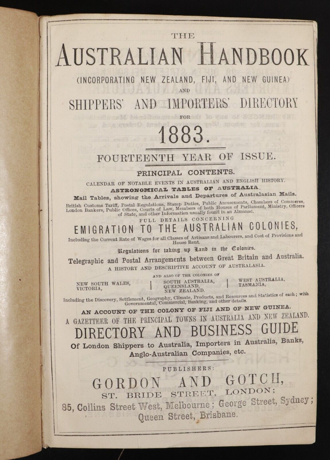1883 Australian Handbook Directory Business Guide Antiquarian Reference Book - 0