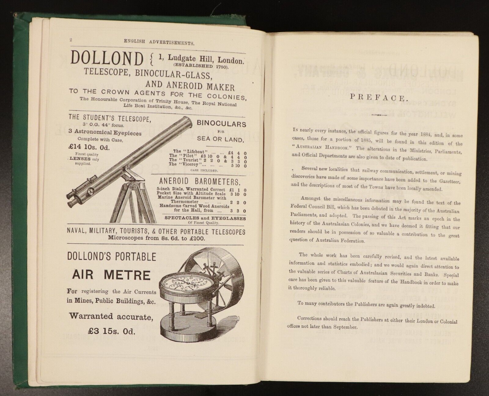 1886 Australian Handbook Directory Business Guide Antiquarian Reference Book