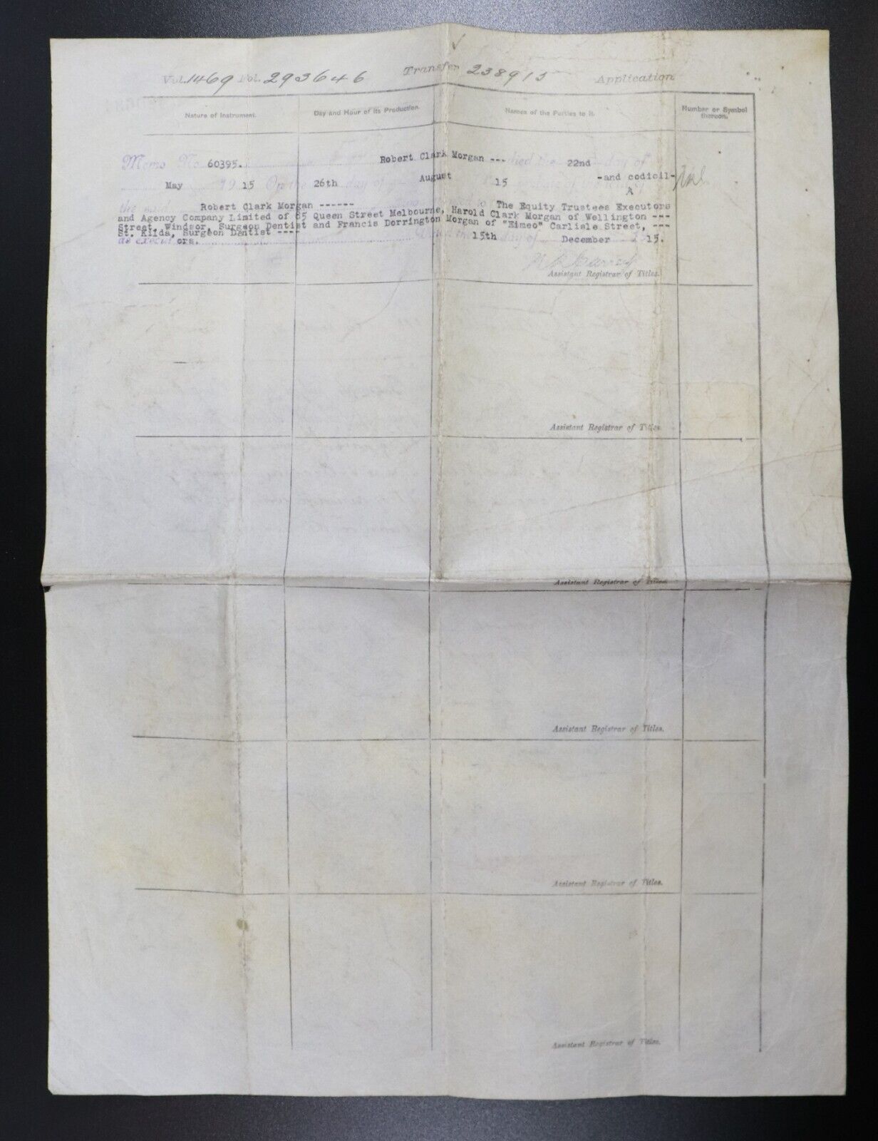 1888 Victorian Land Title Certificate Saint Kilda Melbourne Manuscript Carlisle