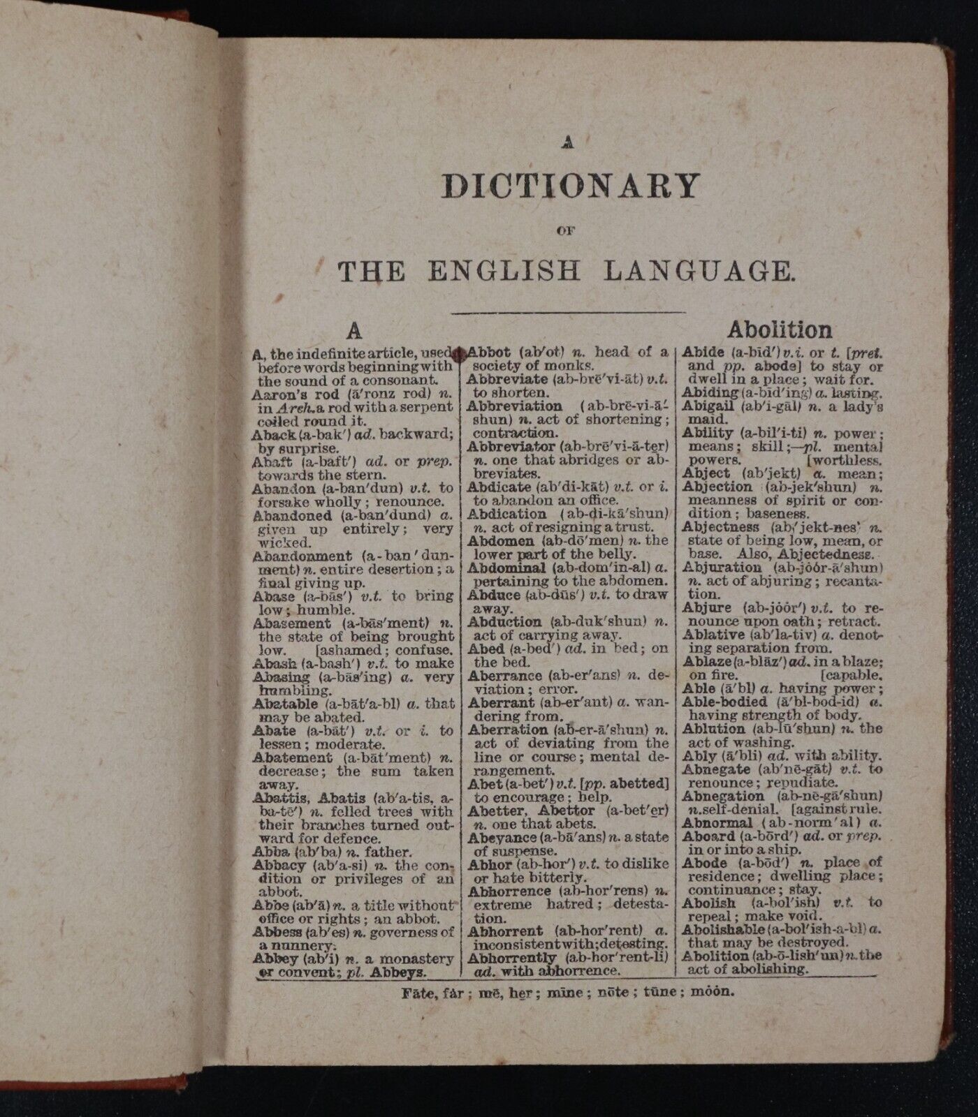 c1900 Collins' Pocket Dictionary Pronouncing Illustrated Antique Reference Book