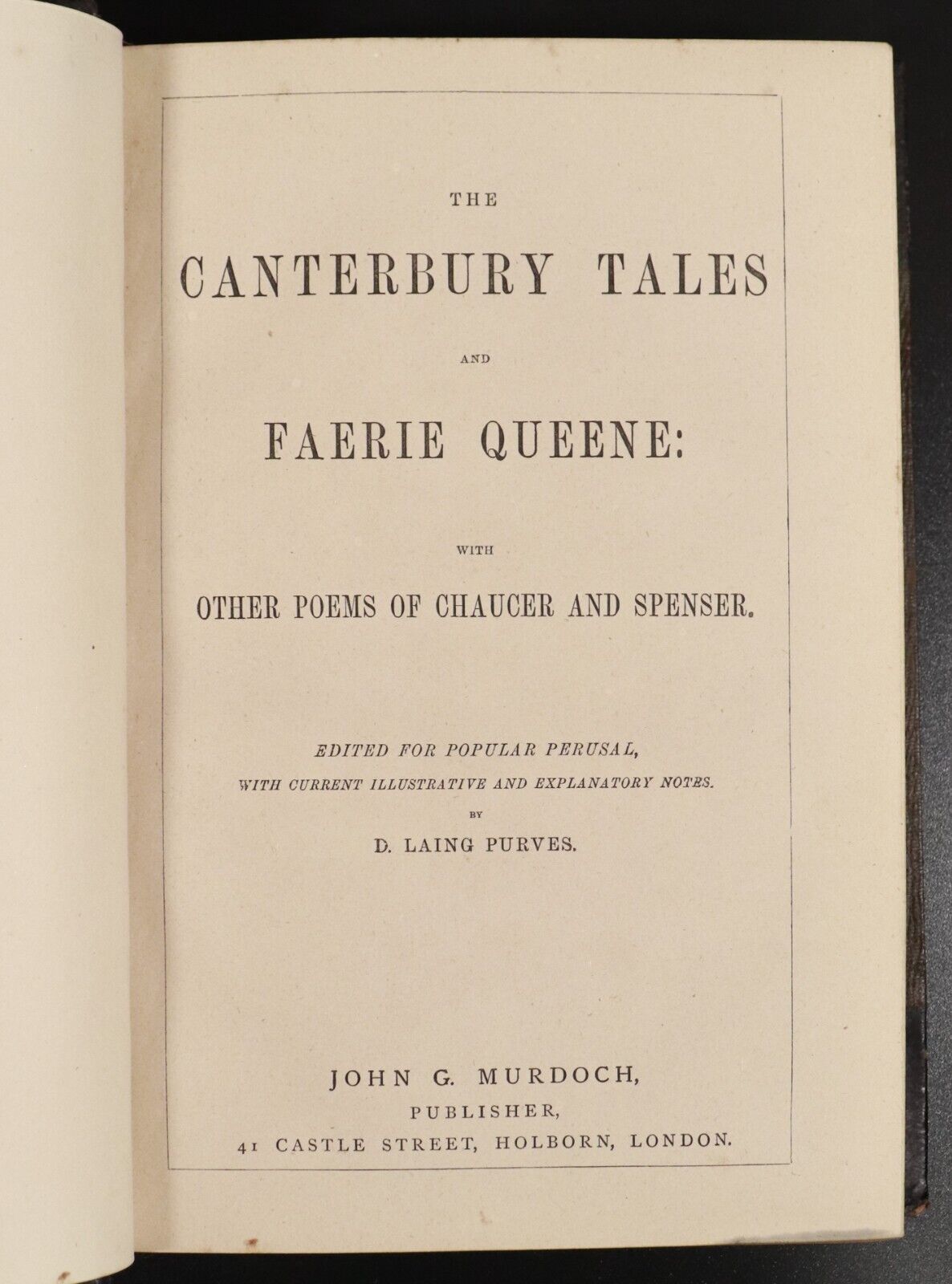 c1875 Canterbury Tales & Faerie Queene Antique British Literature Book Chaucer