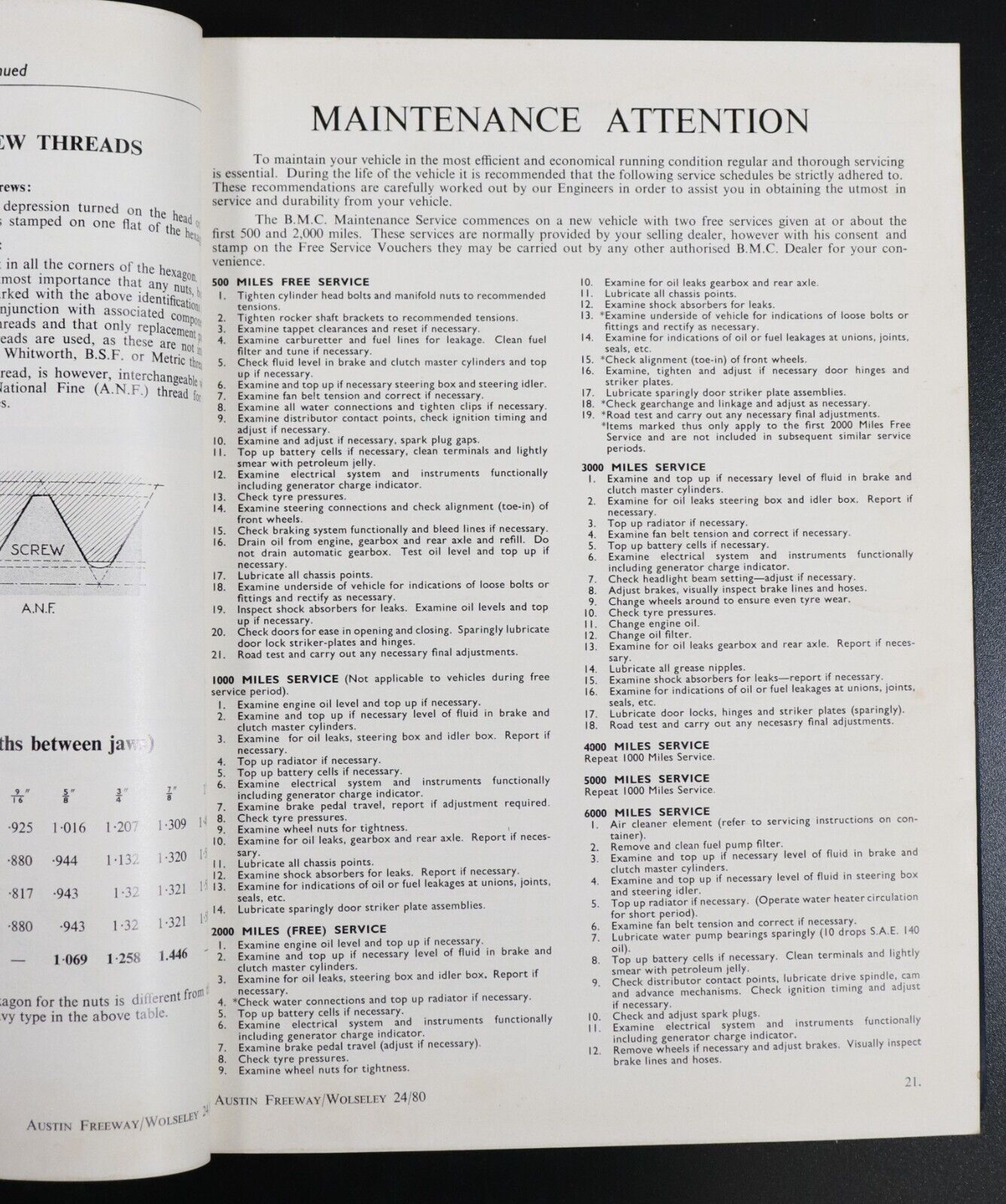 1962 Austin Freeway Wolseley 24/80 Workshop Manual Automotive Repair Book