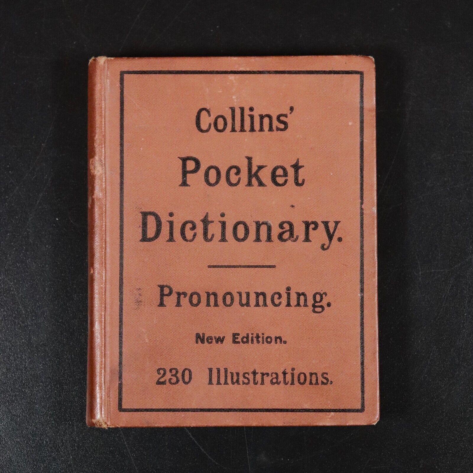 c1900 Collins' Pocket Dictionary Pronouncing Illustrated Antique Reference Book