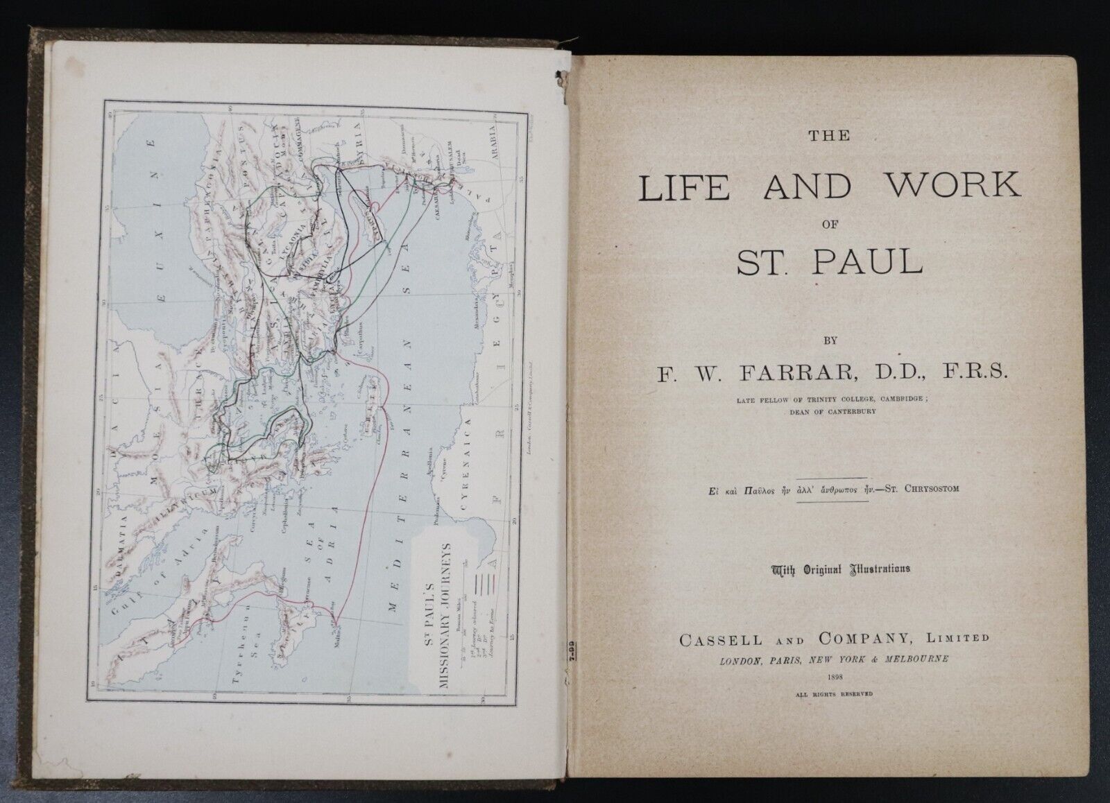 1898 The Life & Work Of St Paul by F.W. Farrar Antique Theology & History Book - 0