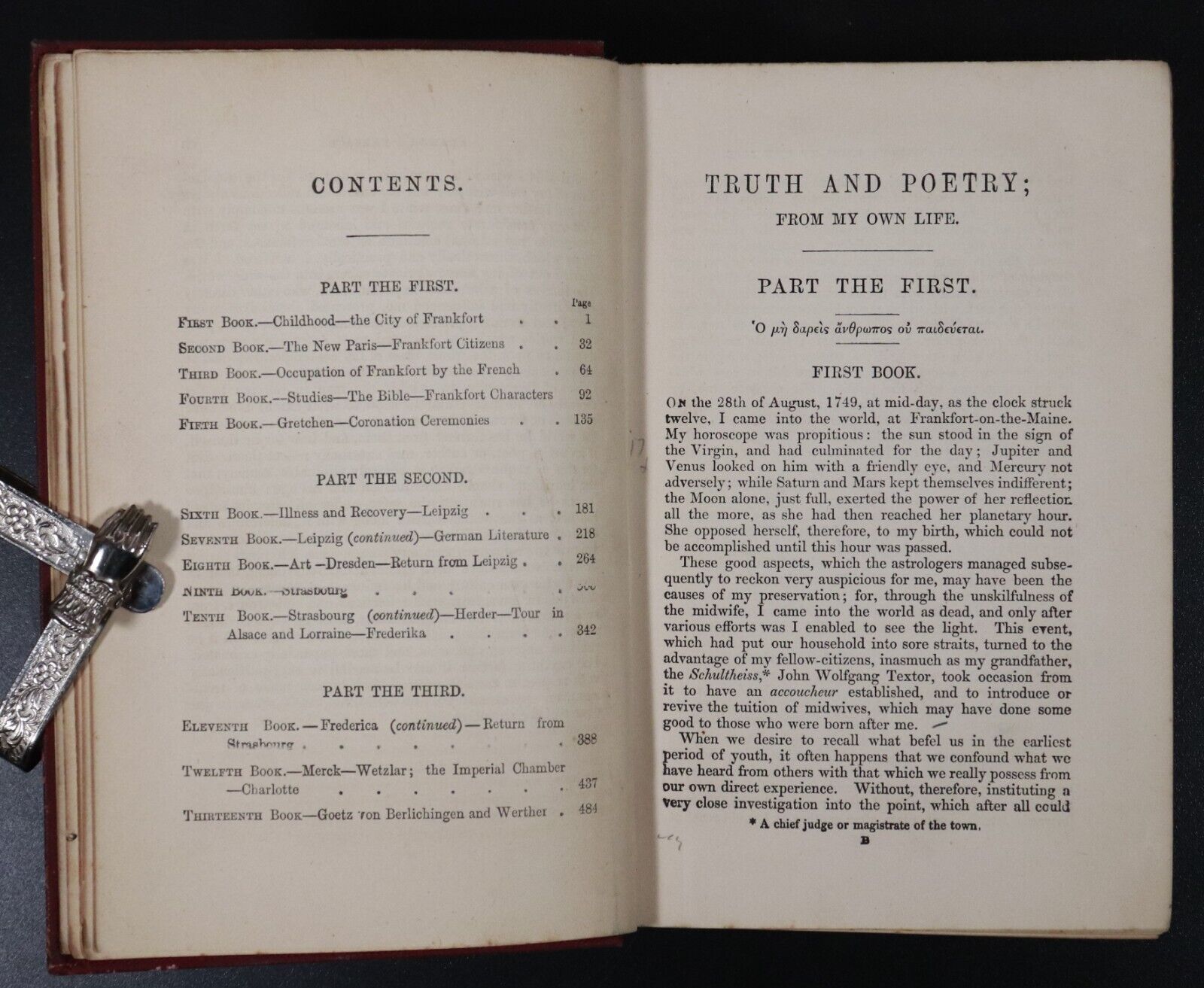 1891 The Autobiography Of Goethe: Truth & Poetry Antique Literature Book