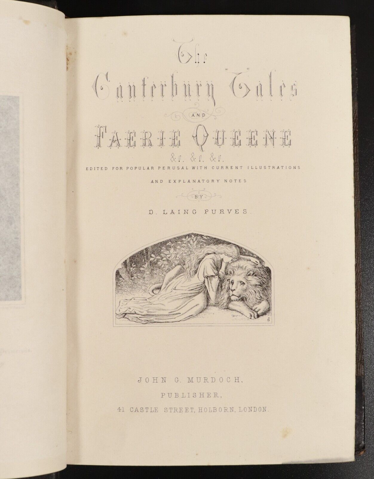 c1875 Canterbury Tales & Faerie Queene Antique British Literature Book Chaucer