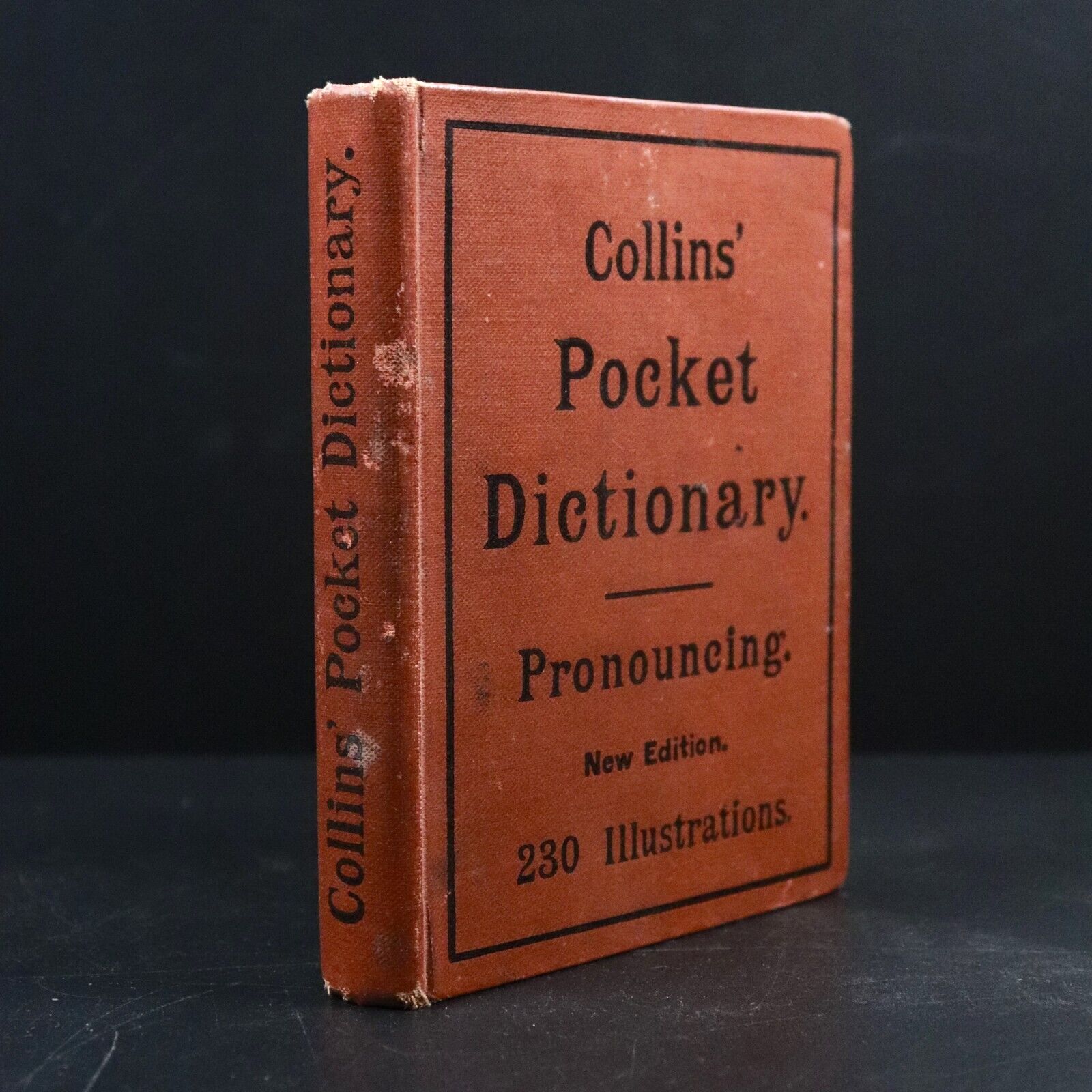 c1900 Collins' Pocket Dictionary Pronouncing Illustrated Antique Reference Book
