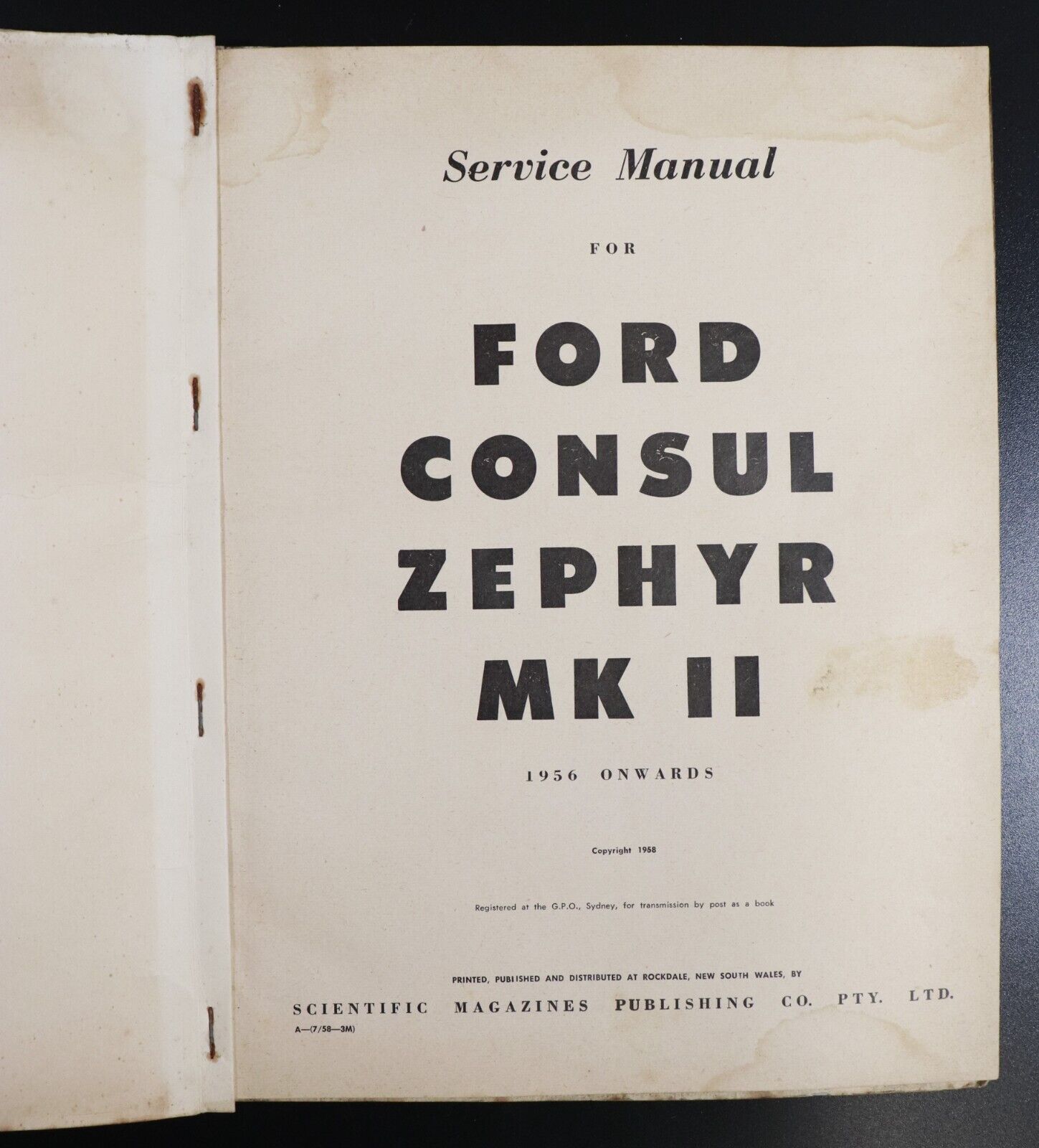 1958 Service Manual For Ford Consul Zephyr MK II 1956 Onwards Automotive Book - 0