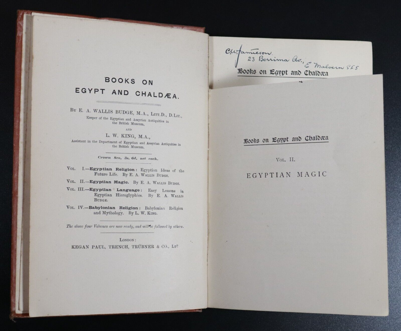 1899 Books On Egypt & Chaldaea: Egyptian Magic by E.A. Wallis Budge Antique Book