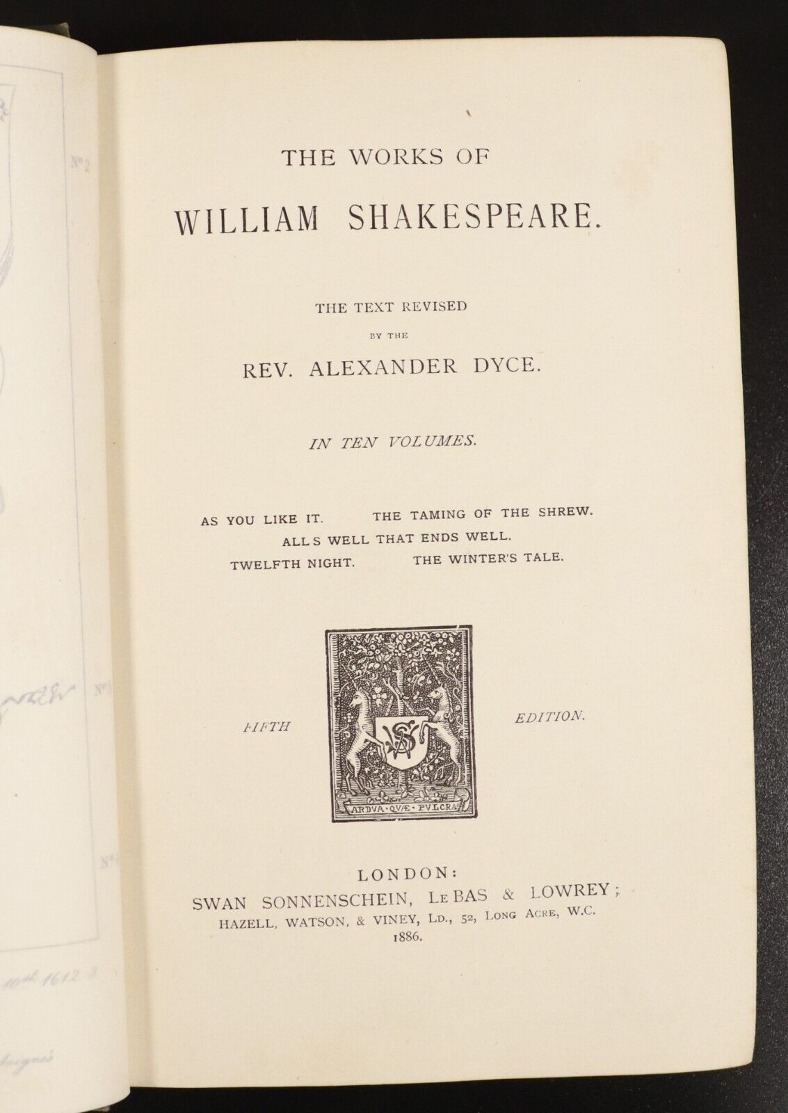 1886 7vol Works Of William Shakespeare by Alexander Dyce Antique Books