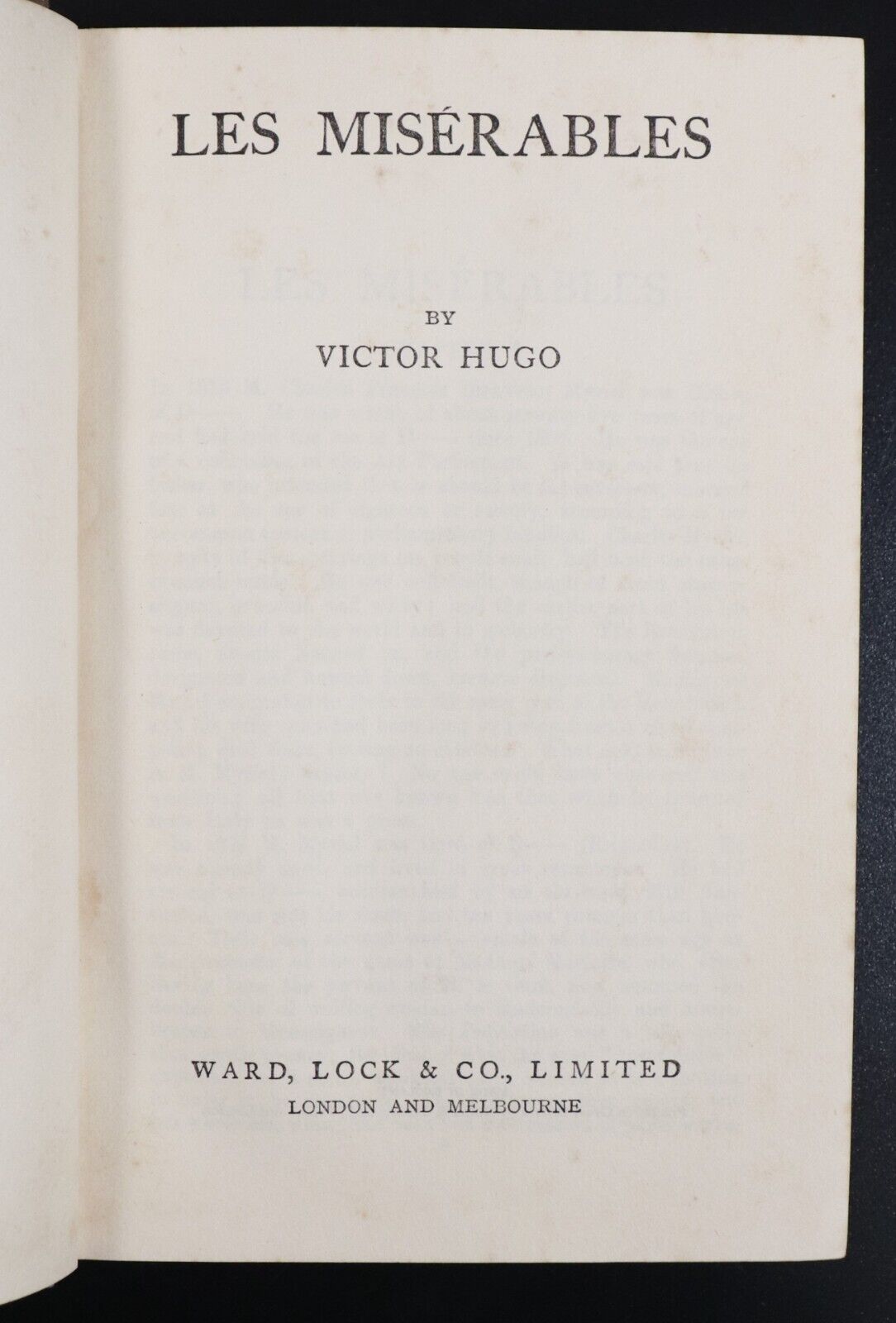 c1910 Les Miserables by Victor Hugo Antique Classic Literature Book - 0