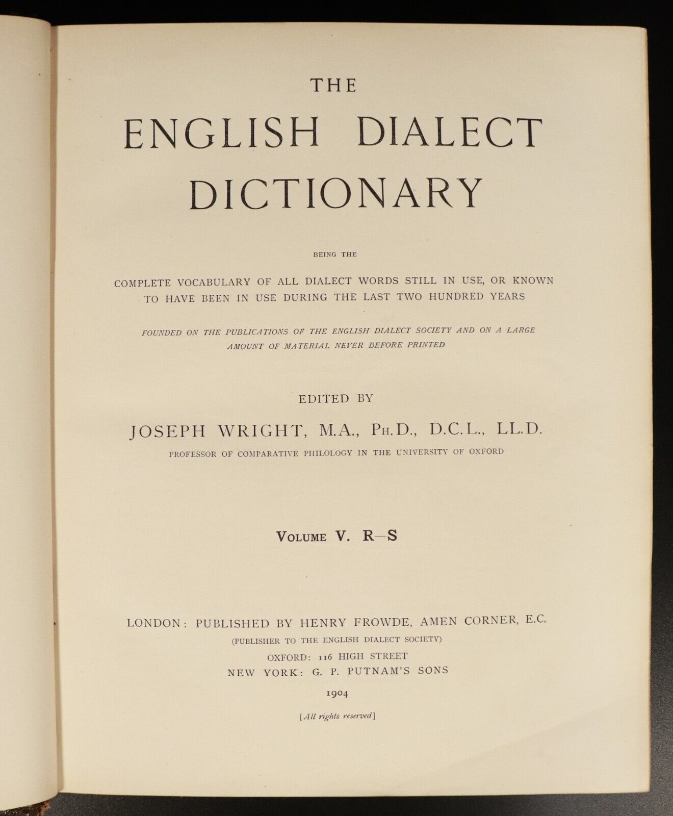 1898 6vol The English Dialect Dictionary British Antiquarian Reference Book Set