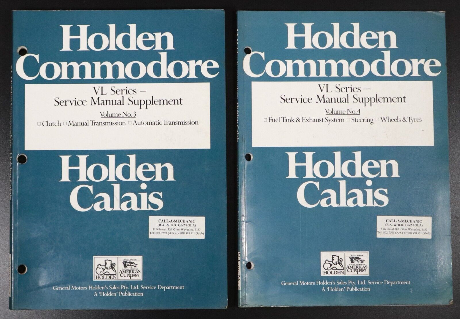 1986 Holden Commodore Holden Calais VL Series Service Manual Supplement Books x4