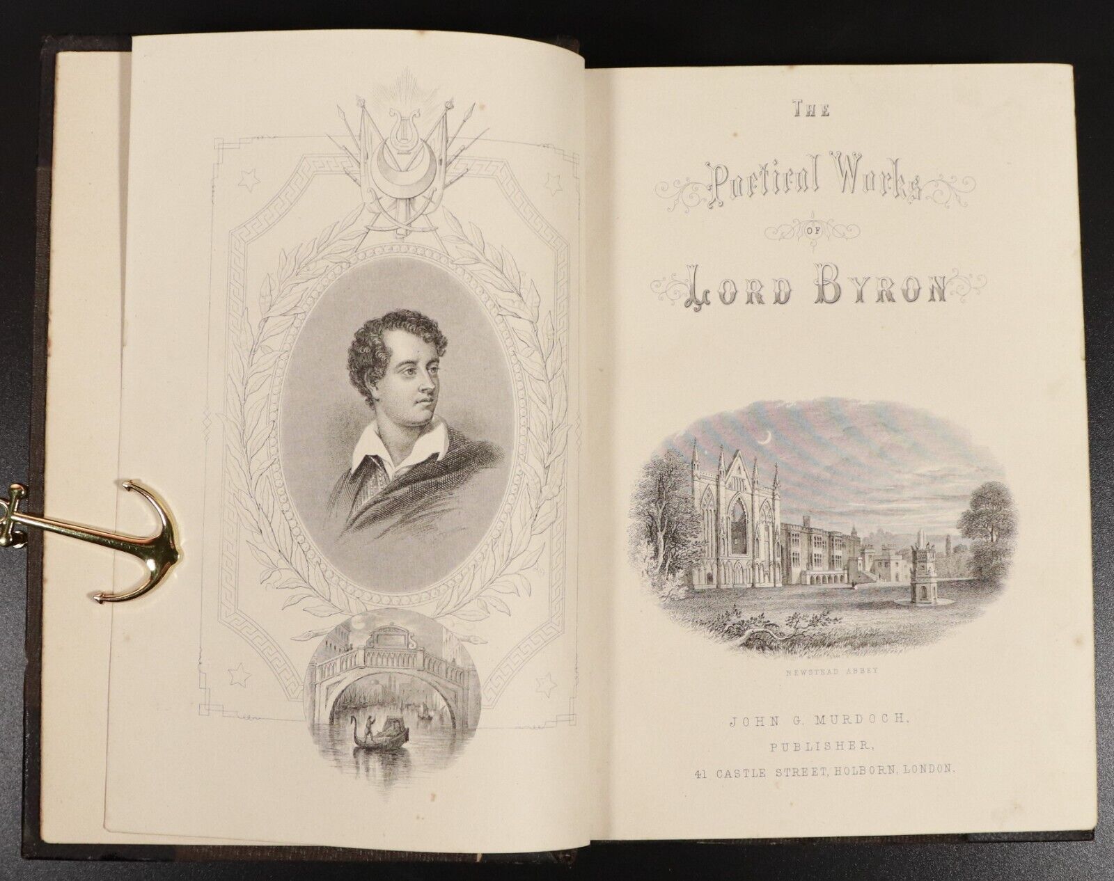 c1875 The Poetical Works Of Lord Byron Illustrated Antique British Poetry Book