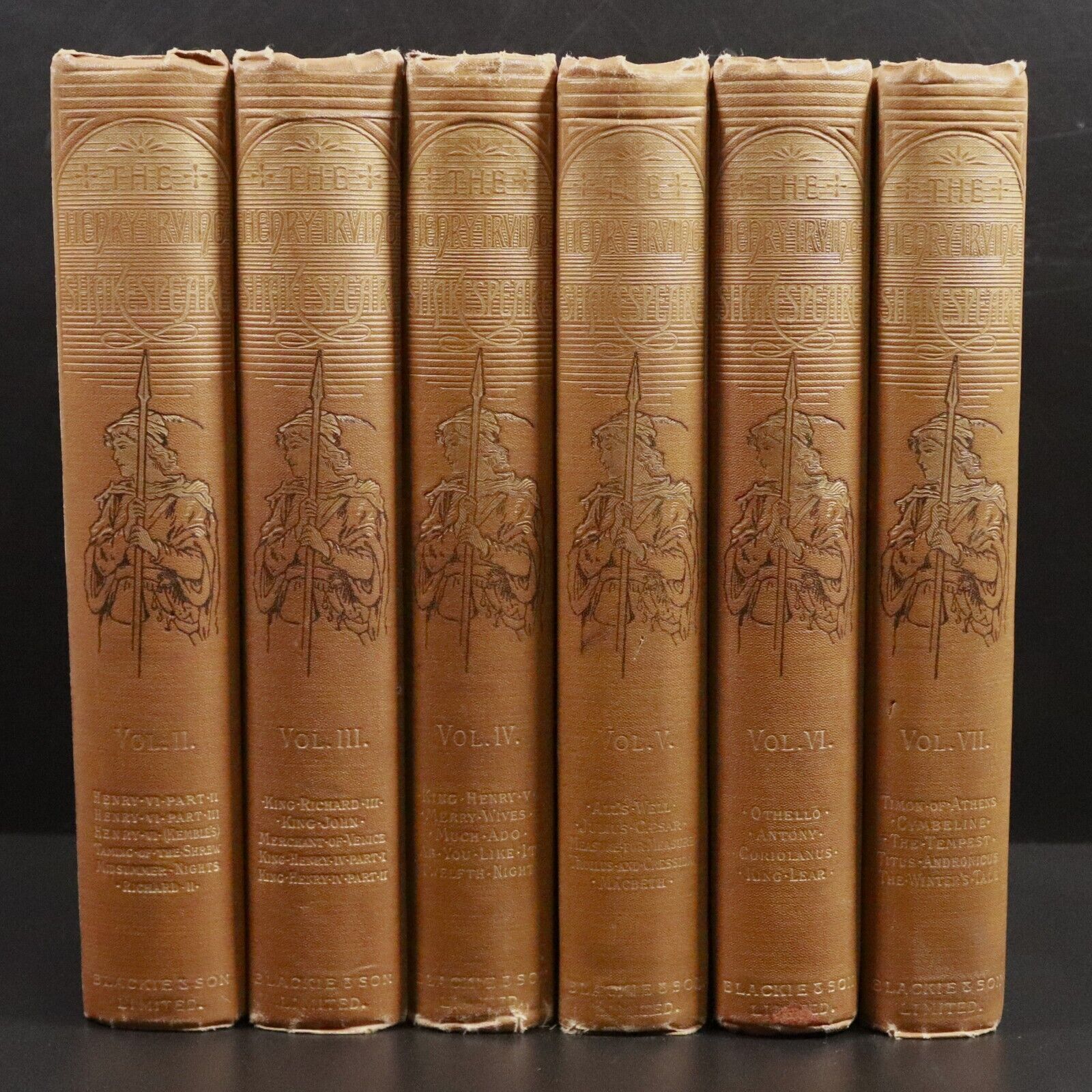 c1890 6vol Works Of William Shakespeare by Irving & Marshall Antique Books