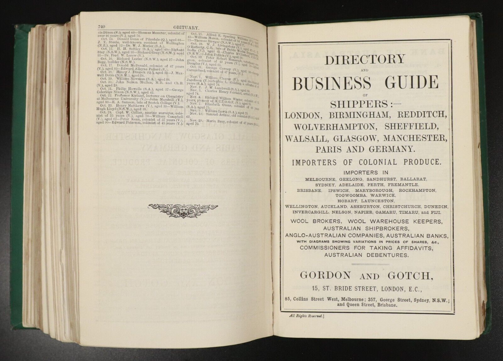 1886 Australian Handbook Directory Business Guide Antiquarian Reference Book