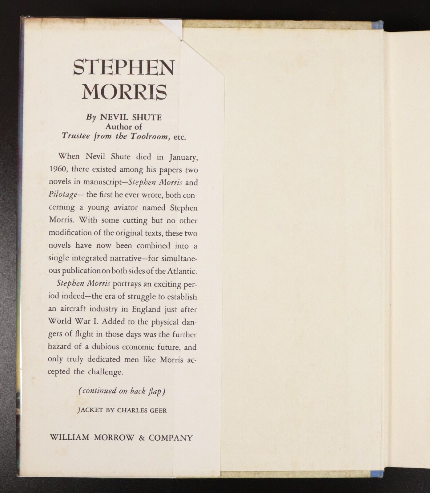 1961 Stephen Morris by Nevil Shute Vintage British Fiction Book 1st US Edition - 0