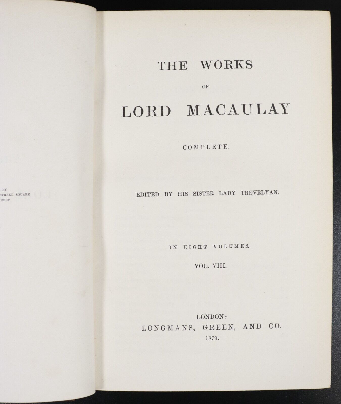 1879 8vol The Works Of Lord Macaulay Complete Antique British History Book Set