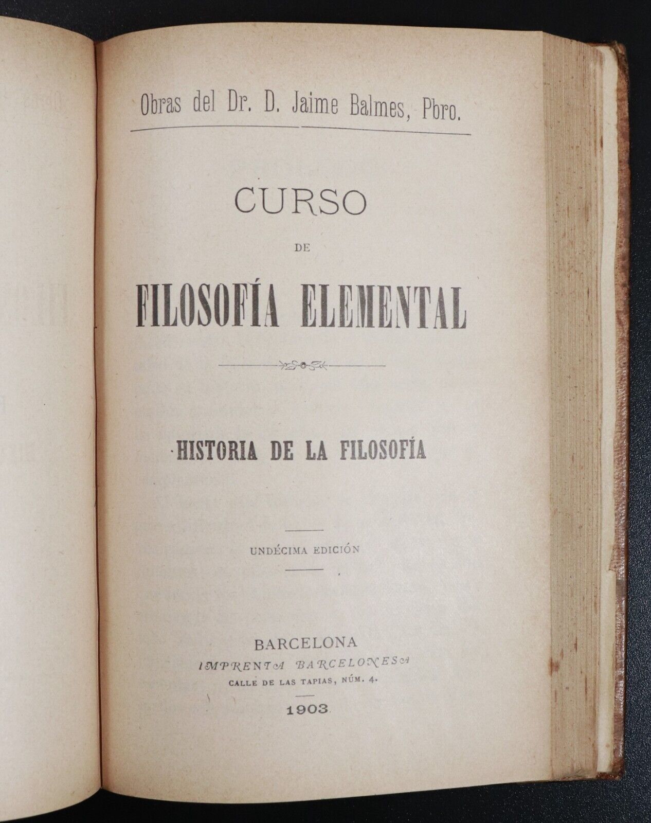 1901 5vol In 1 Curso De Filosofia Elemental Dr J Balmes Antique Philosophy Books