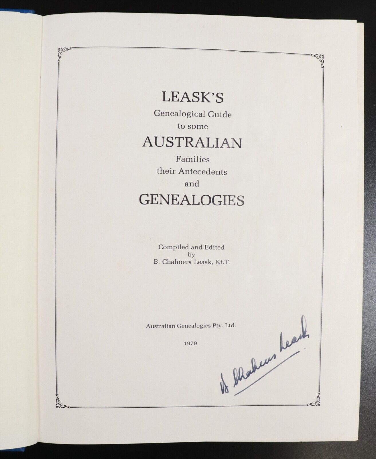1979 Leask's Genealogical Guide To Australian Families Genealogy Reference Book - 0