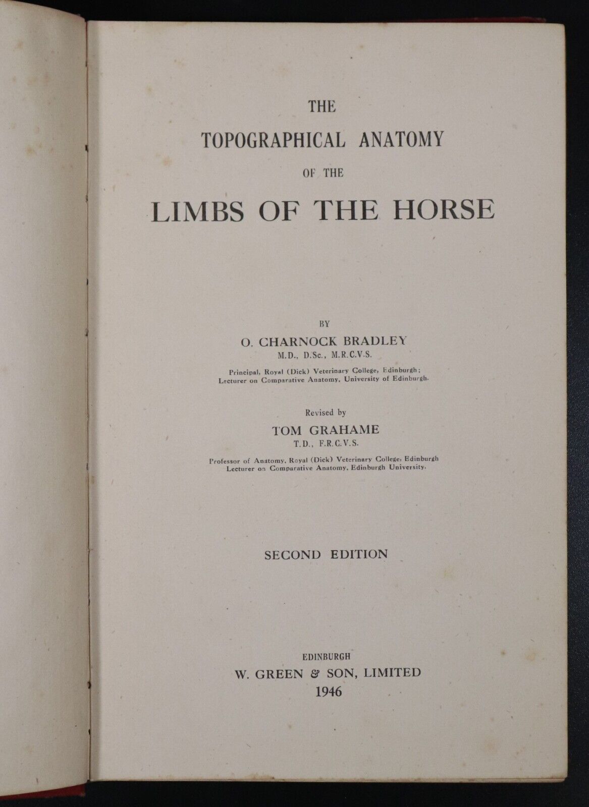 1946 The Topographical Anatomy Of The Limbs Of The Horse Antique Reference Book - 0