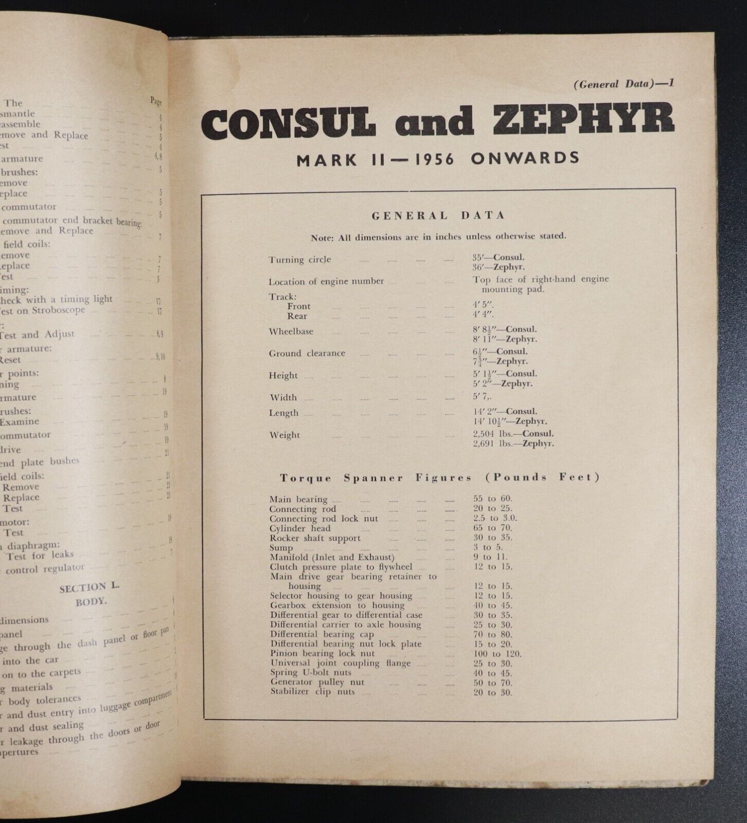 1958 Service Manual For Ford Consul Zephyr MK II 1956 Onwards Automotive Book