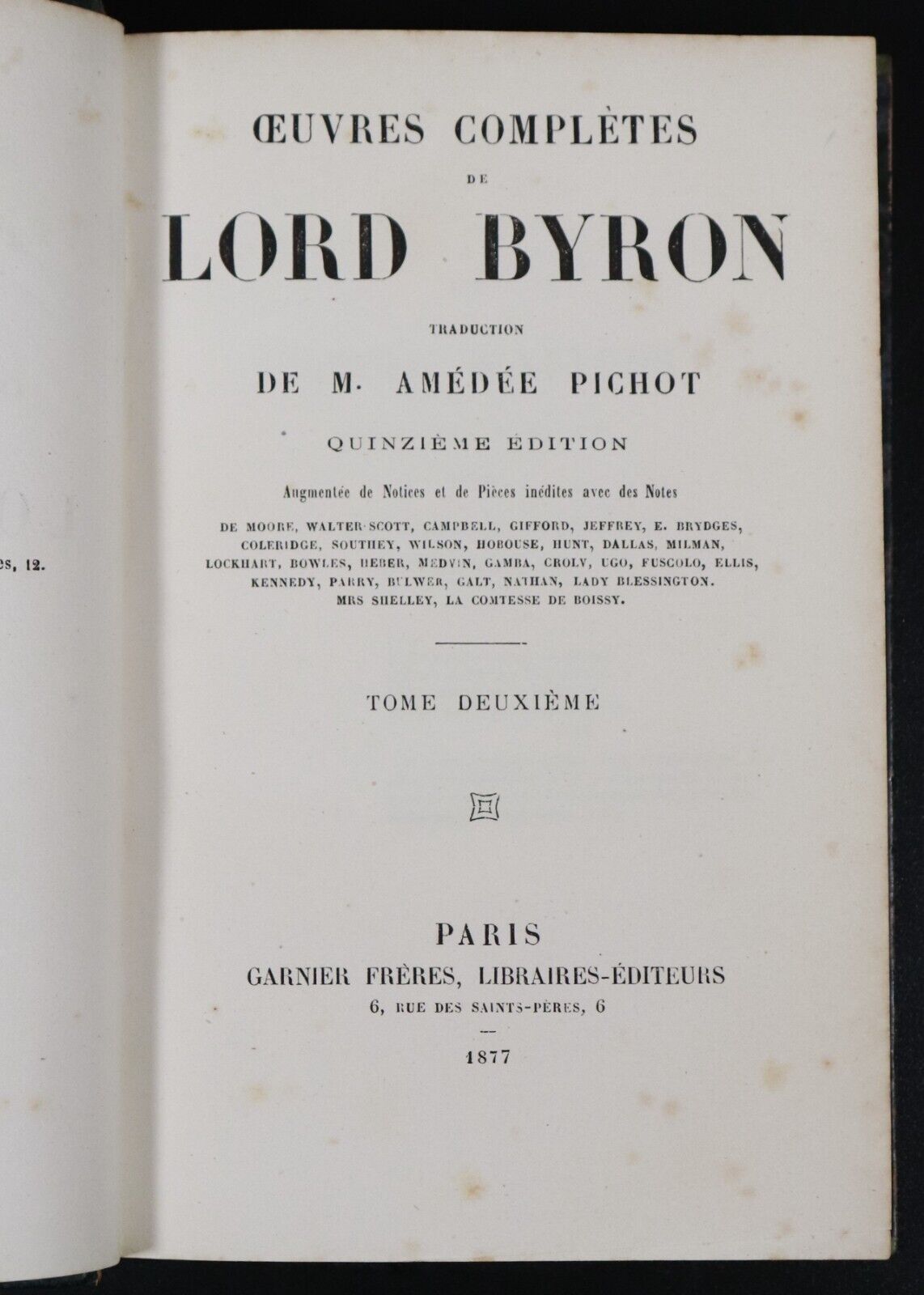 1877 2vol Oeuvres Completes De Lord Byron Antiquarian French Books Fine Binding