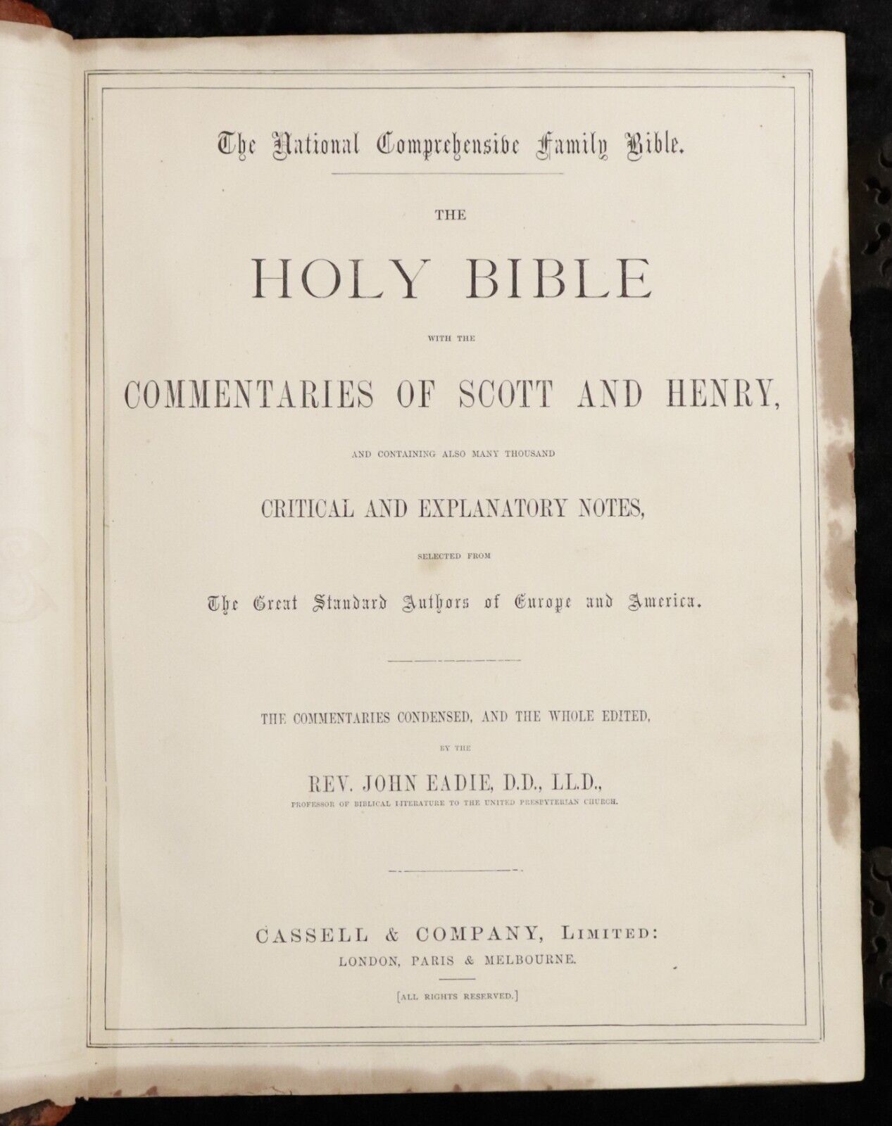 c1885 Holy Bible Commentary by Scott & Henry by Rev John Eadie Antiquarian Bible