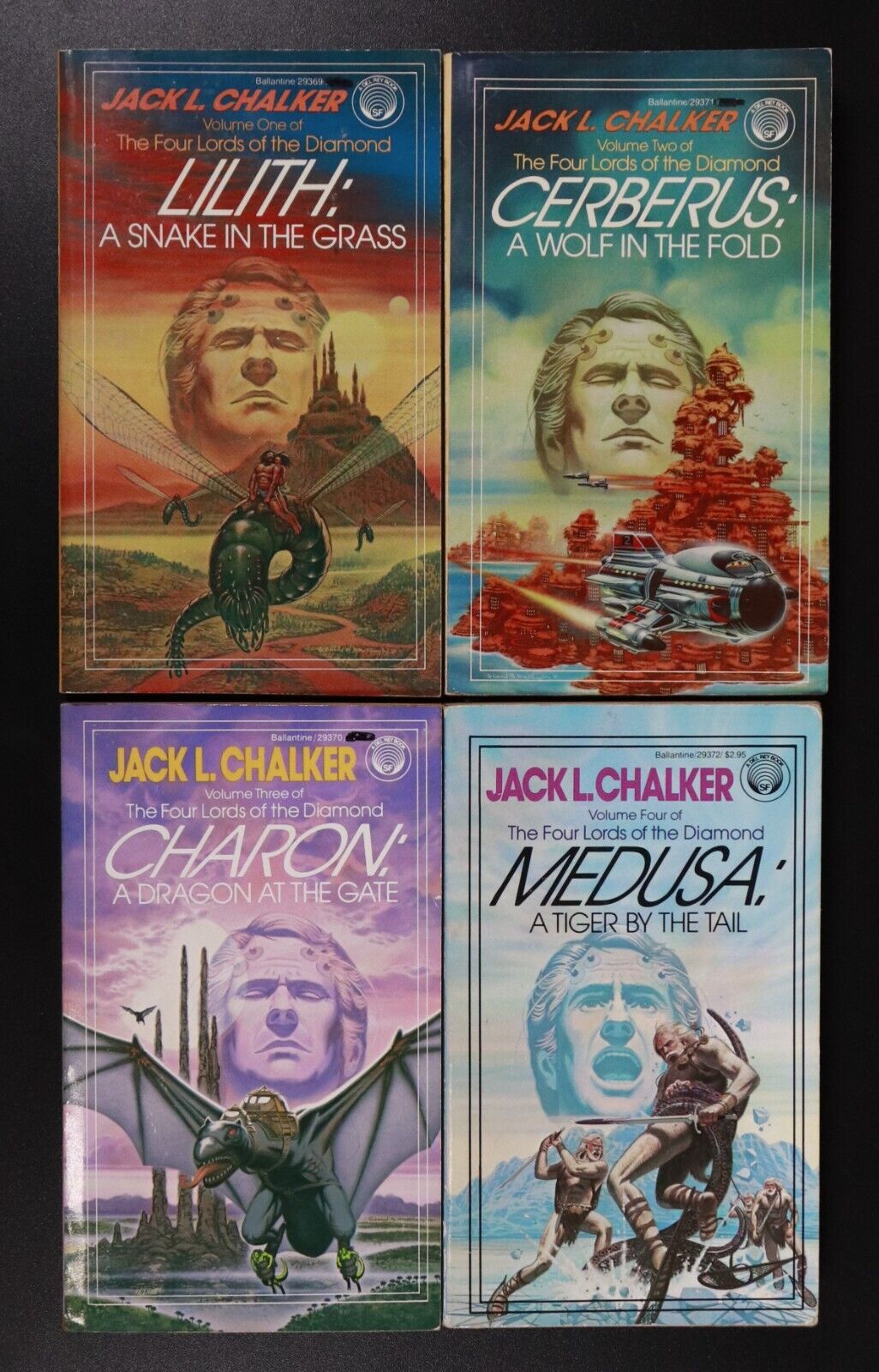 1982 4vol Four Lords Of The Diamond JL Chalker Science Fiction Book Set SIGNED - 0