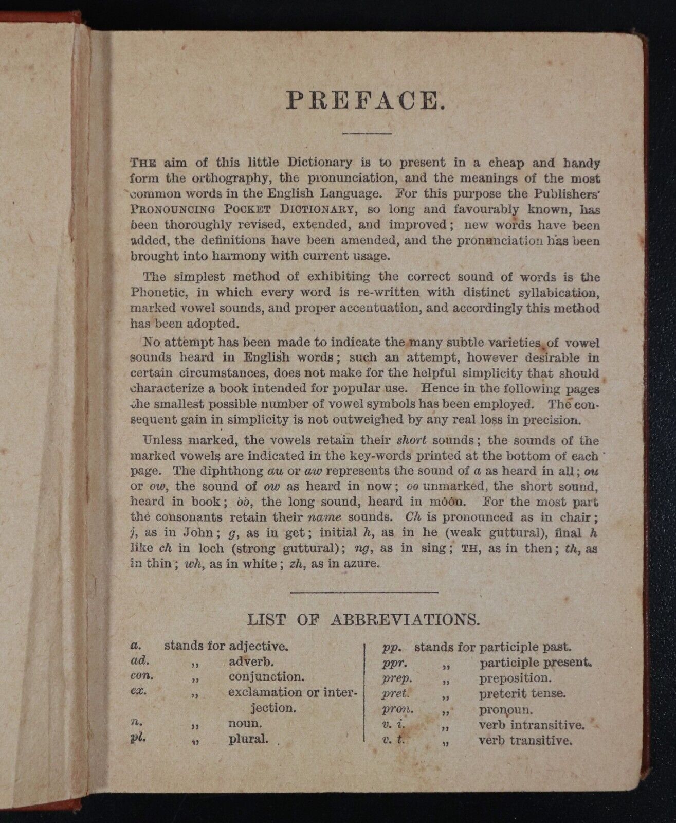 c1900 Collins' Pocket Dictionary Pronouncing Illustrated Antique Reference Book