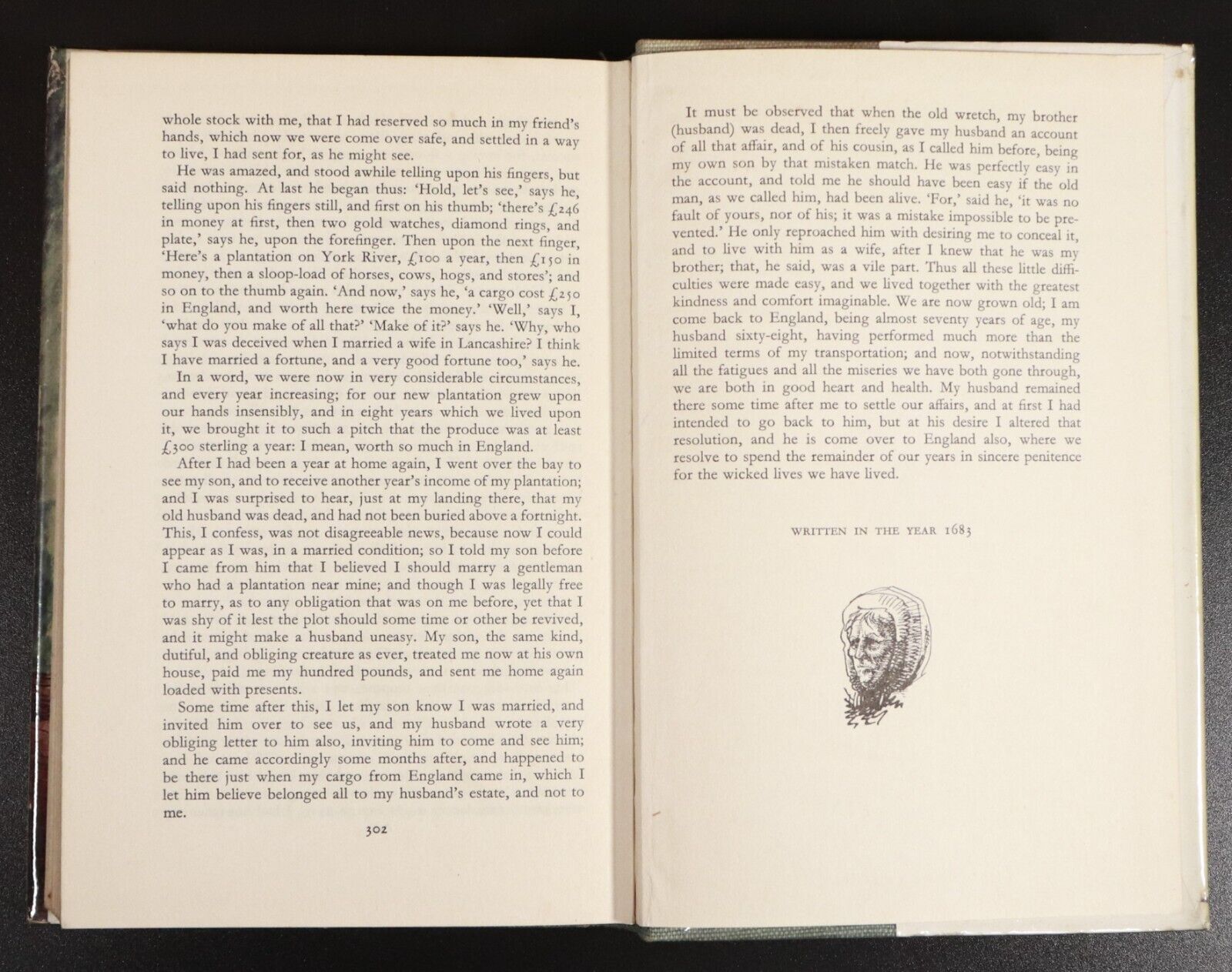 1957 Moll Flanders by Daniel Defoe Vintage Classic Fiction Book Illustrated