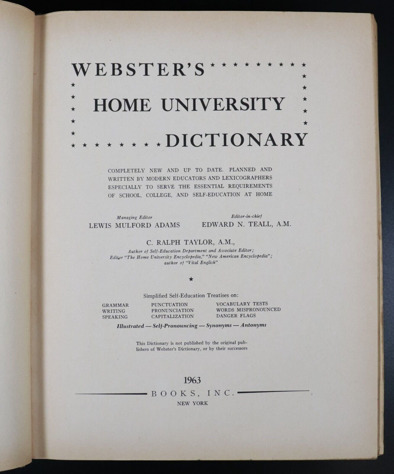 1963 Webster's Home University Dictionary Large Vintage Reference Book - 0