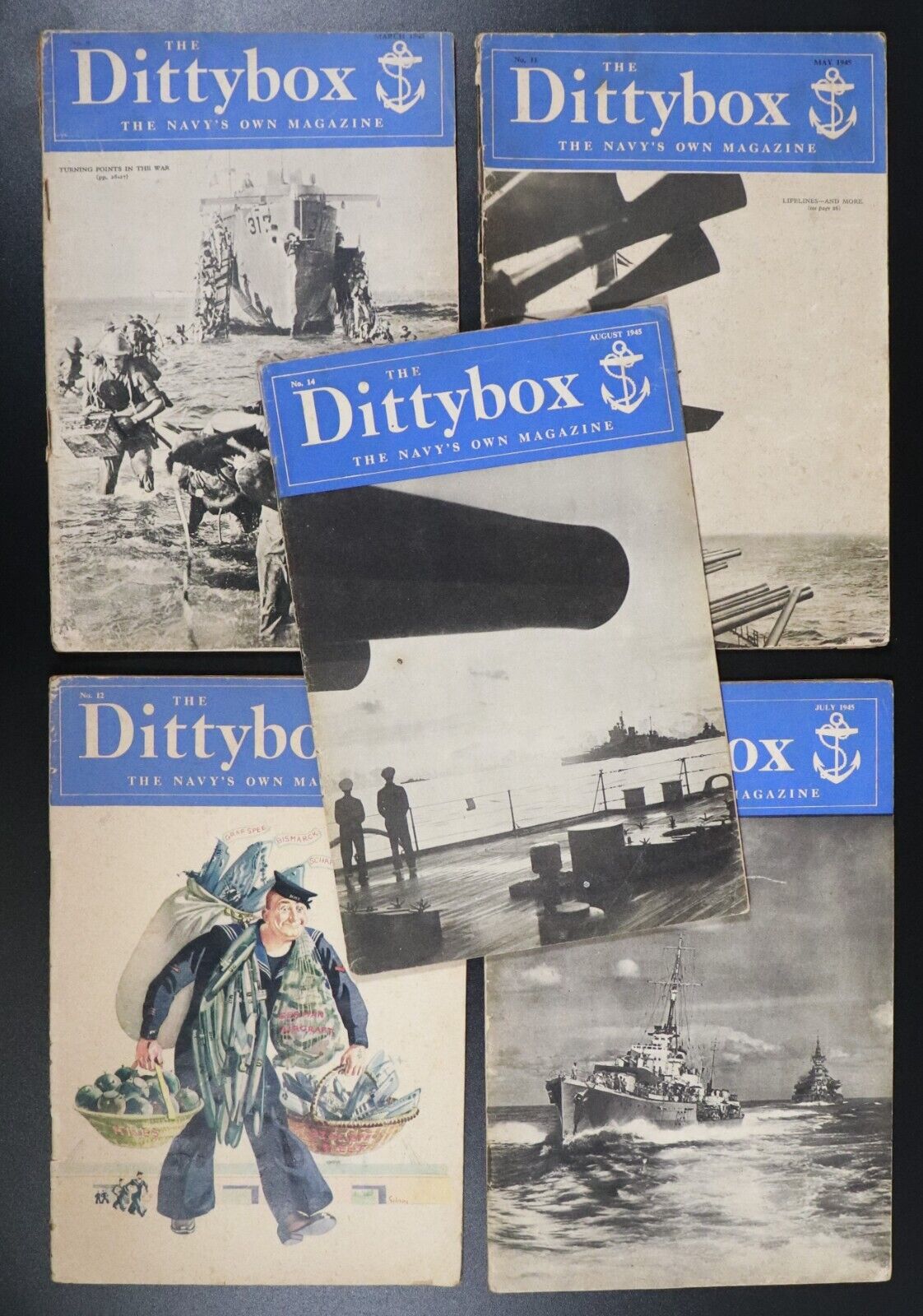 1945 9vol Dittybox & Dit Australian & British Navy WW2 History Books Magazines - 0