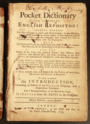 1753 Pocket Dictionary or Complete English Expositor Rare Antiquarian Book 1st-5
