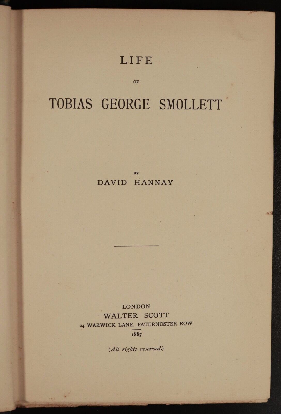 1887 Life Of Tobias George Smollett David Hannay Antique Scottish History Book