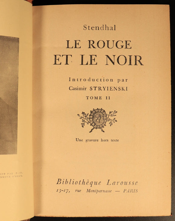 c1920 2vol Stendhal Le Rouge Et Le Noir Antique French Fiction Book Set